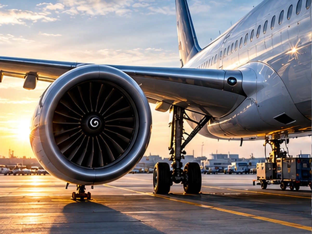 Commercial aircraft on a runway, representing the aerospace industry